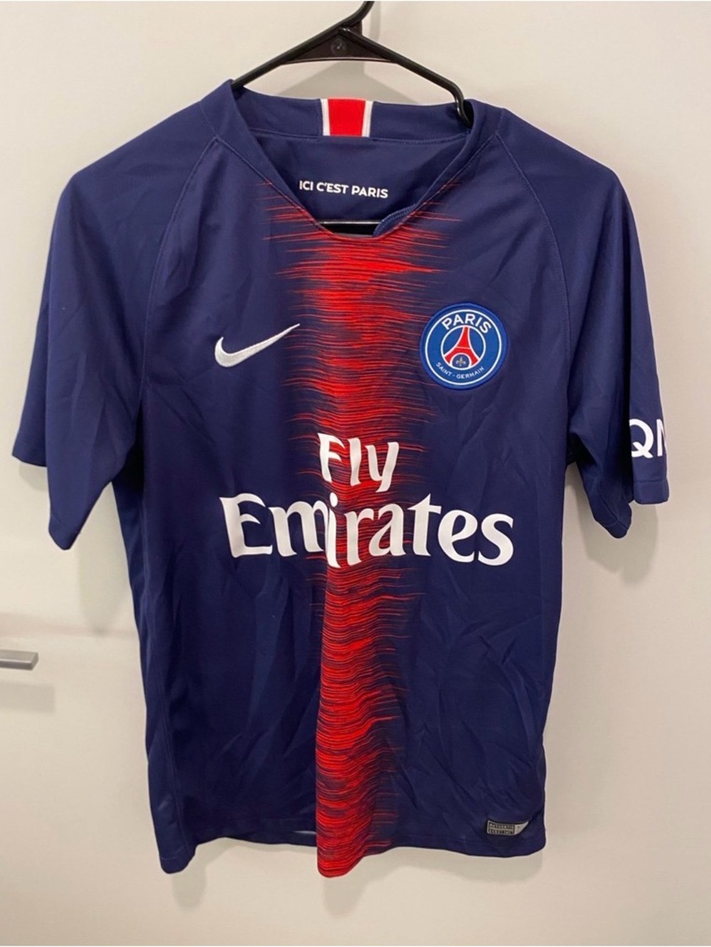 Authentic Nike Paris Saint-Germain Navy & Red Fly Emirates Jersey
